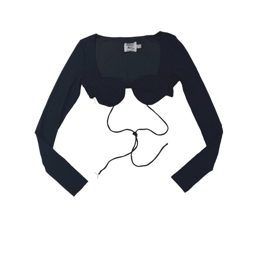 Princess Polly - Titan Long Sleeve Crop Top in Black